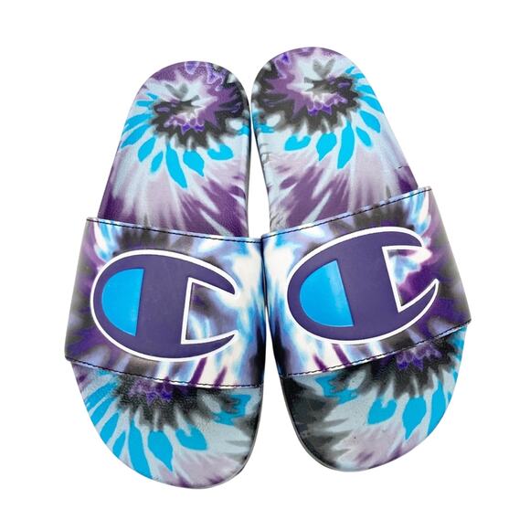 Champion Purple Blue Tie Dye Slides Sz 6 - Picture 2 of 6